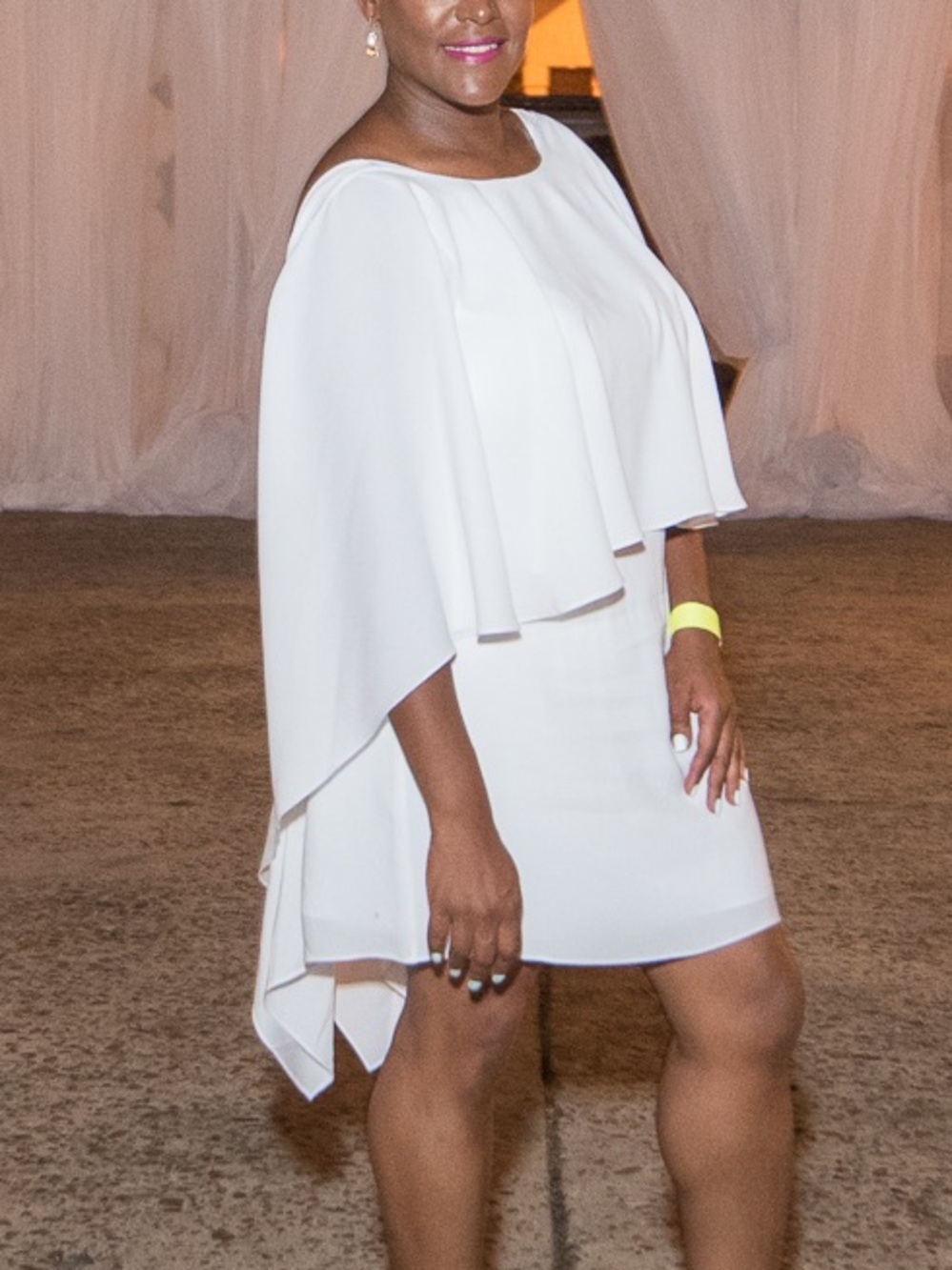 BCBGMaxaria White Cape Mini Dress | Exposed Back | Size M